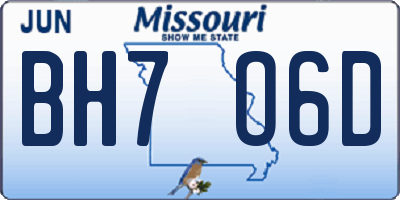 MO license plate BH7O6D