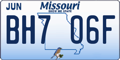 MO license plate BH7O6F