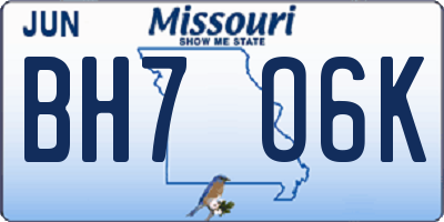 MO license plate BH7O6K