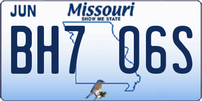 MO license plate BH7O6S