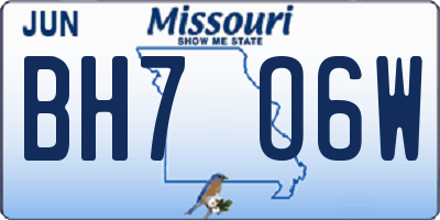MO license plate BH7O6W