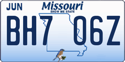 MO license plate BH7O6Z