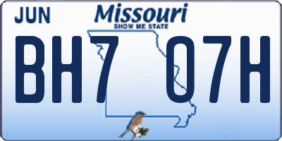 MO license plate BH7O7H
