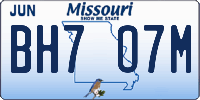 MO license plate BH7O7M