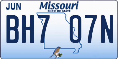 MO license plate BH7O7N
