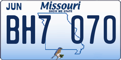 MO license plate BH7O7O
