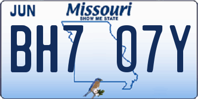 MO license plate BH7O7Y