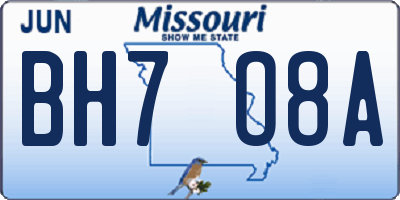 MO license plate BH7O8A