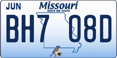 MO license plate BH7O8D