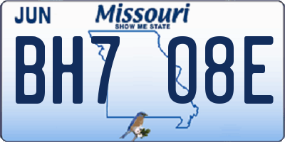 MO license plate BH7O8E