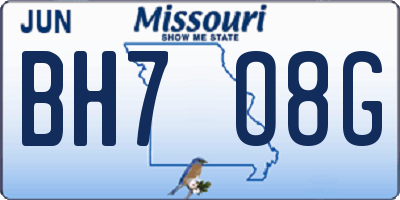 MO license plate BH7O8G