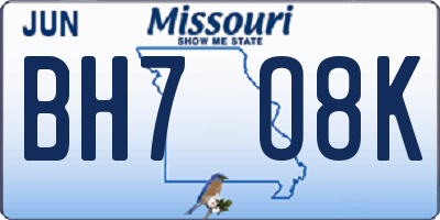 MO license plate BH7O8K