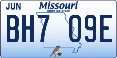 MO license plate BH7O9E