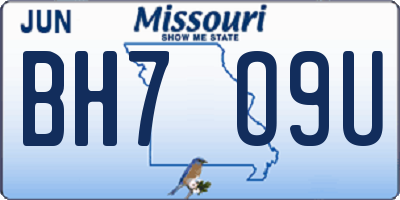 MO license plate BH7O9U