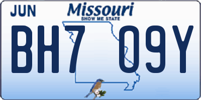 MO license plate BH7O9Y