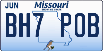 MO license plate BH7P0B