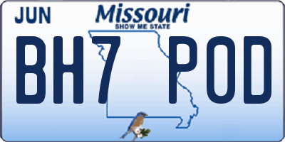 MO license plate BH7P0D