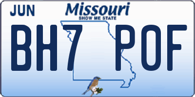 MO license plate BH7P0F