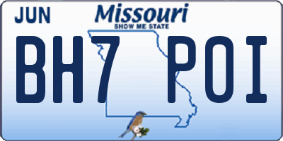 MO license plate BH7P0I