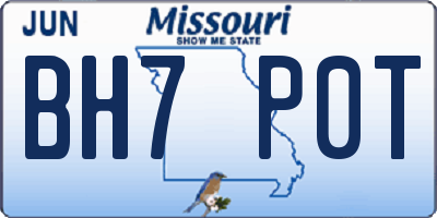 MO license plate BH7P0T