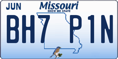 MO license plate BH7P1N