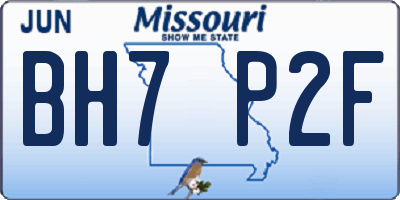 MO license plate BH7P2F