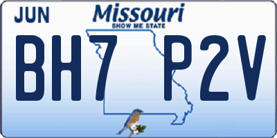 MO license plate BH7P2V