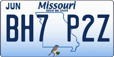 MO license plate BH7P2Z