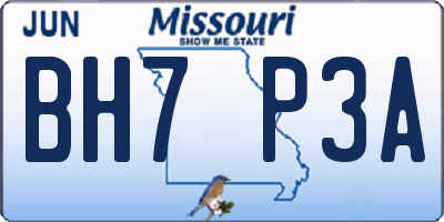 MO license plate BH7P3A