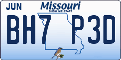 MO license plate BH7P3D