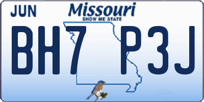 MO license plate BH7P3J