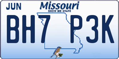MO license plate BH7P3K