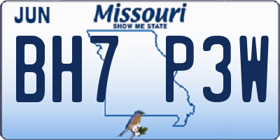 MO license plate BH7P3W