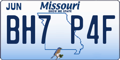 MO license plate BH7P4F
