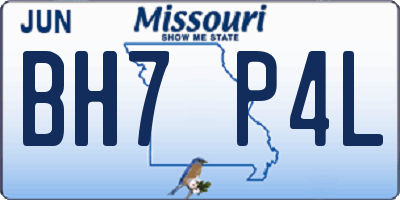 MO license plate BH7P4L