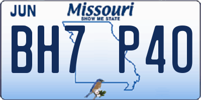 MO license plate BH7P4O