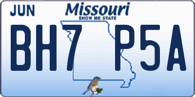 MO license plate BH7P5A