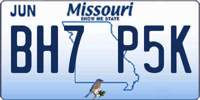 MO license plate BH7P5K