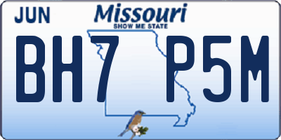 MO license plate BH7P5M
