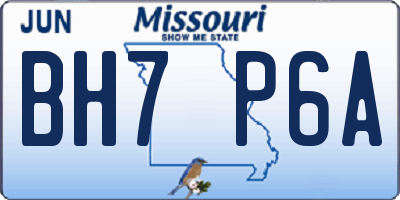 MO license plate BH7P6A