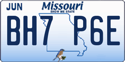 MO license plate BH7P6E