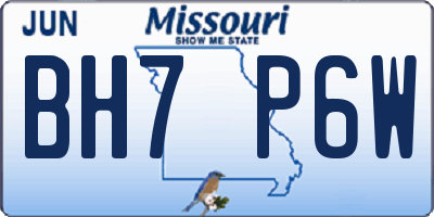 MO license plate BH7P6W