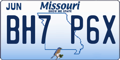 MO license plate BH7P6X