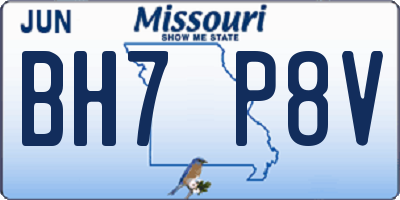 MO license plate BH7P8V