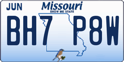 MO license plate BH7P8W