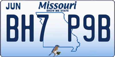 MO license plate BH7P9B