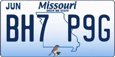 MO license plate BH7P9G