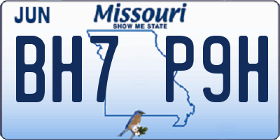 MO license plate BH7P9H