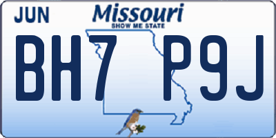 MO license plate BH7P9J