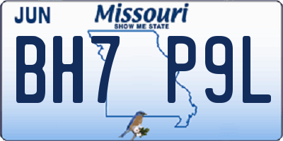 MO license plate BH7P9L